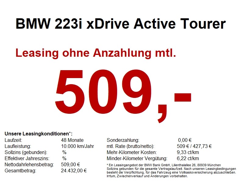 BMW 223i xDrive Active Tourer M Sport AHK Kamera HUD