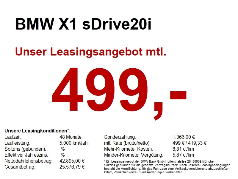 BMW X1 sDrive20i HUD.PANO.H/K.Drive+.Park+.Komfort