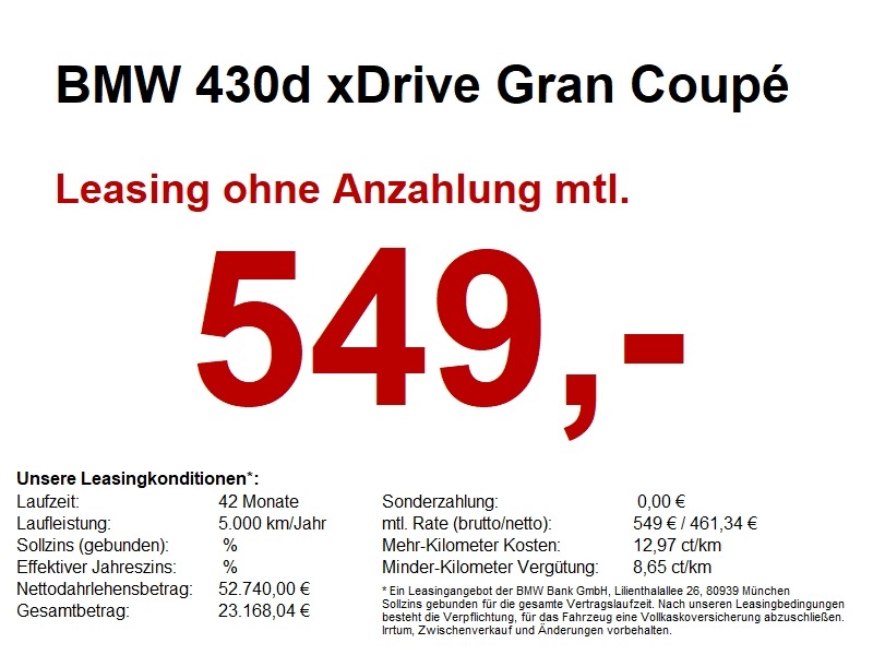 BMW 430d xDrive Gran Coup M Sport Pro Hifi.Park+.GS