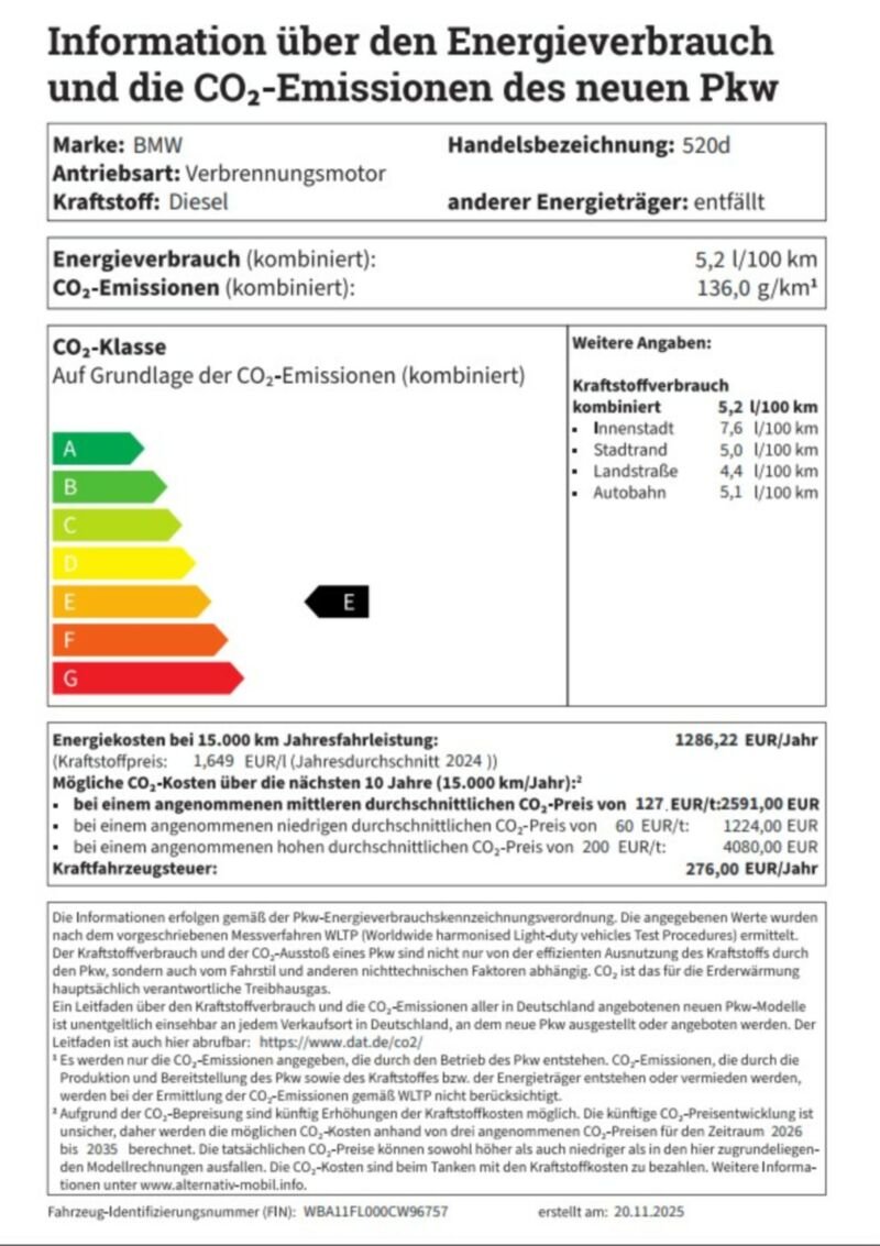 BMW 520d Limousine M Sportpaket