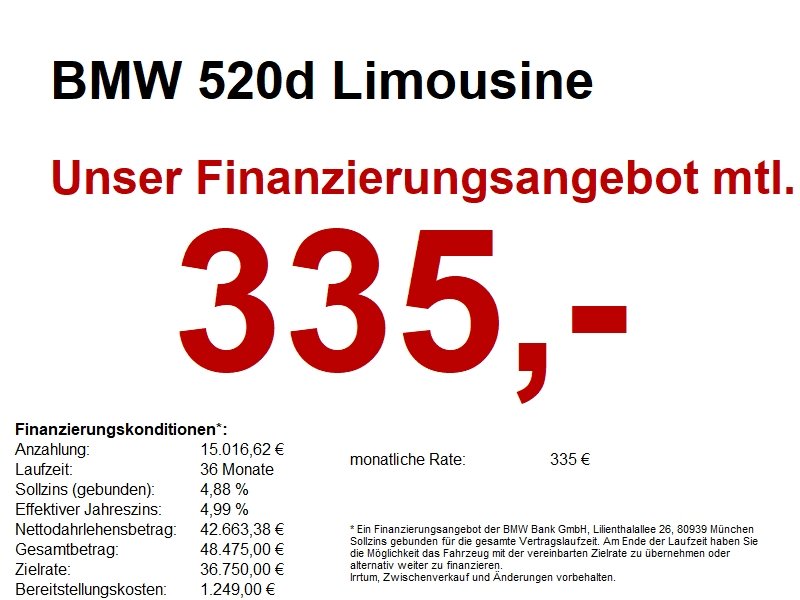 BMW 520d Limousine M Sportpaket AHK. Driv Ass+. HuD