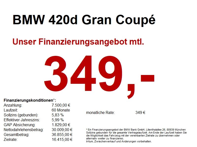 BMW 420d Gran Coup M Sport Navi.LED.ACC.RFK.KomfZg