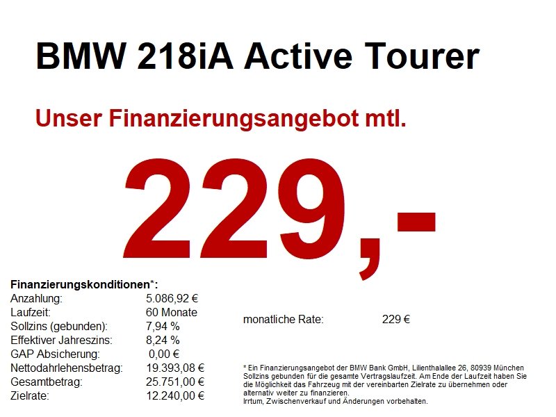 BMW 218iA Active Tourer LiveCock.ParkAss.SHZ.Tempo.