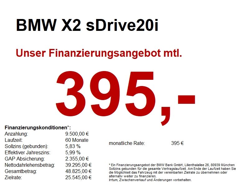 BMW X2 sDrive20i M Sport Navi.LED.ACC.HuD.360.AHK