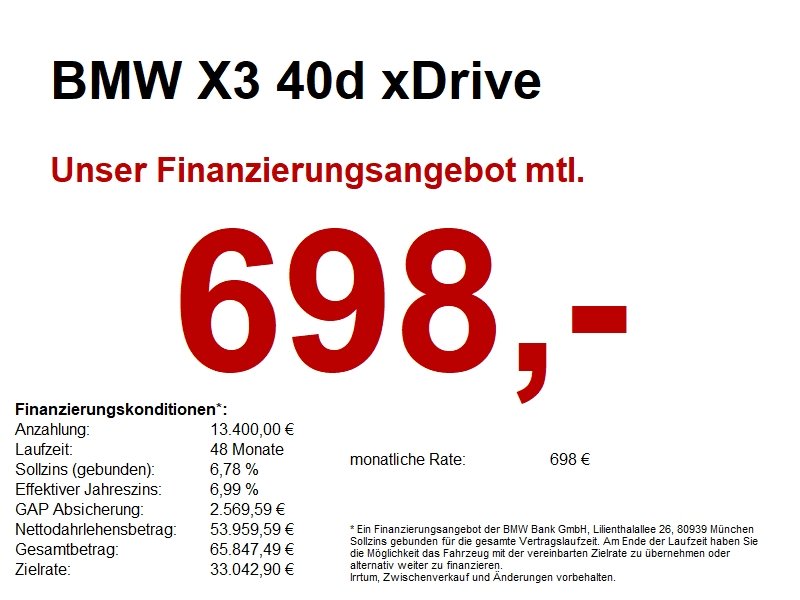 BMW X3 40d xDrive M Sport PRO AHK/SHZ/LED+/MEMO/360