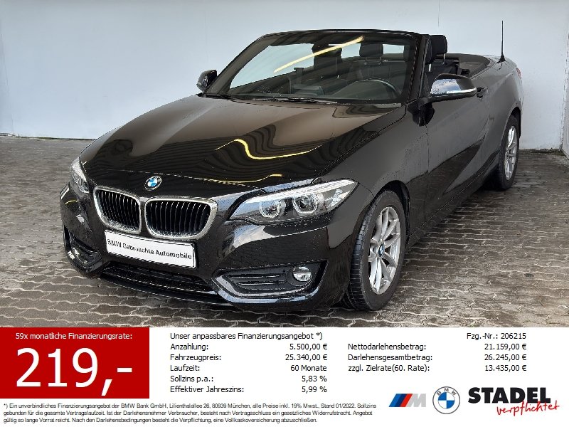 BMW 218i Cabrio Advantage Navi.LED.PDChinten.DAB.SHZ