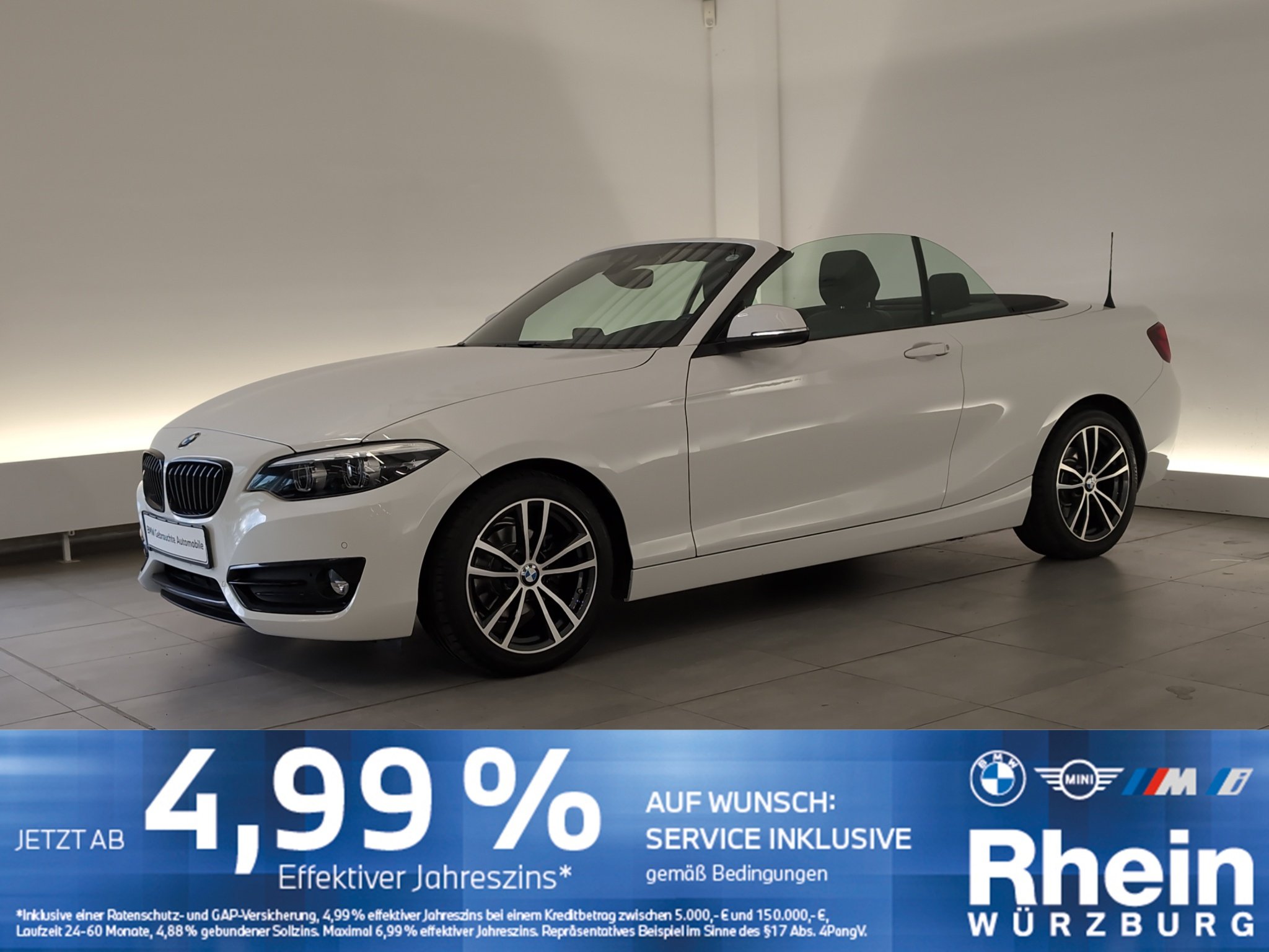 BMW 218i Cabrio Sport Line Navi/LED/AHK/SHZ/PDC v+h