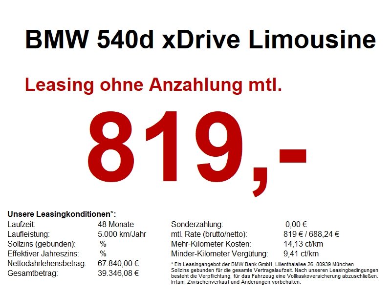 BMW 540d xDrive Lim. M Sport Standheizung.Sitzbel&uuml;ft