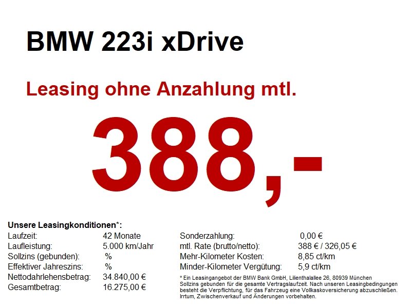 BMW 223i xDrive M Sport LED+/360/HUD/K-ZUG/DriveAss+
