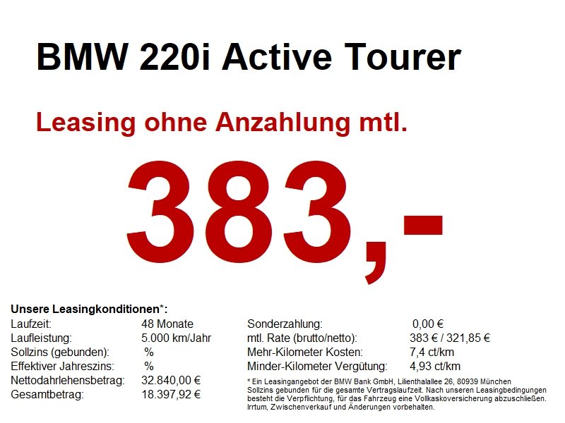 BMW 220i Active Tourer AHK/DriveAssi/HUD/LED+/hk