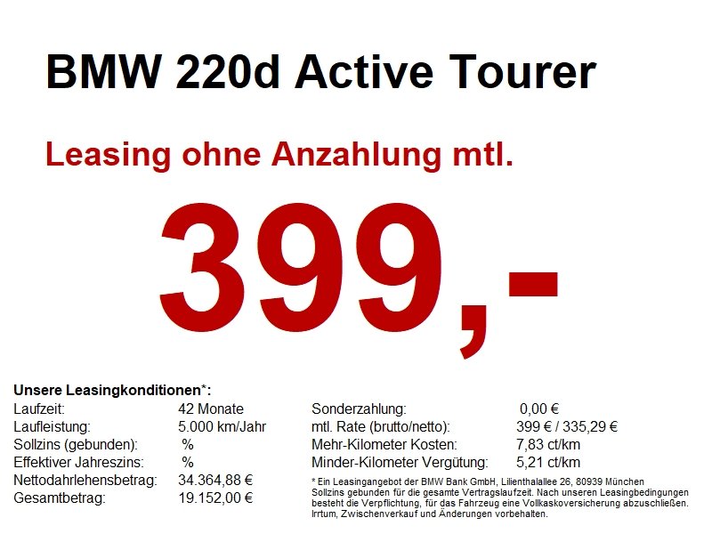 BMW 220d Active Tourer AHK. Park.Ass.Plus. HeadUp.