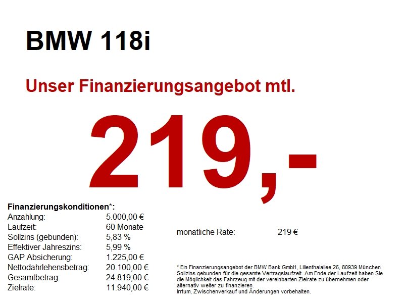 BMW 118i Advantage Navi.LED.WLAN.PDCvo+hi.Sport-Lr
