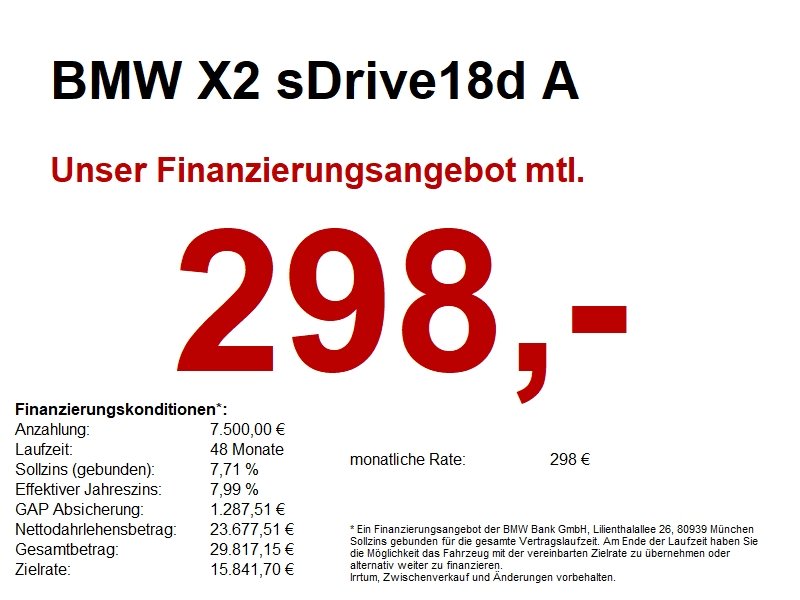 BMW X2 sDrive18d A M Sport AHK/LED/NAVI/CAM/TEMPO/SH