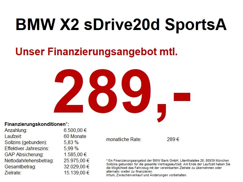 BMW X2 sDrive20d SportsA M Sport Navi.LED.AHK.RFK.PA